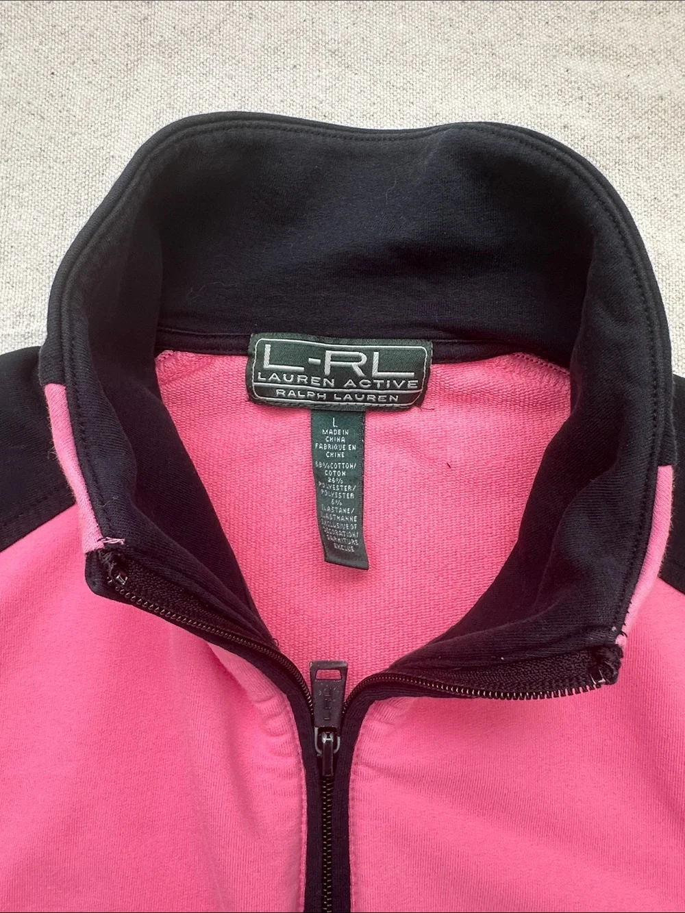 Lauren Active Ralph Lauren Pink & Black Full-Zip Long Sleeve Sweatshirt Size L - Picture 2 of 9
